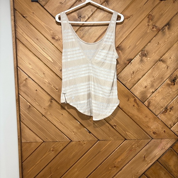 Lululemon Burn It Out Striped Beige and White Tank Top - Picture 2 of 8